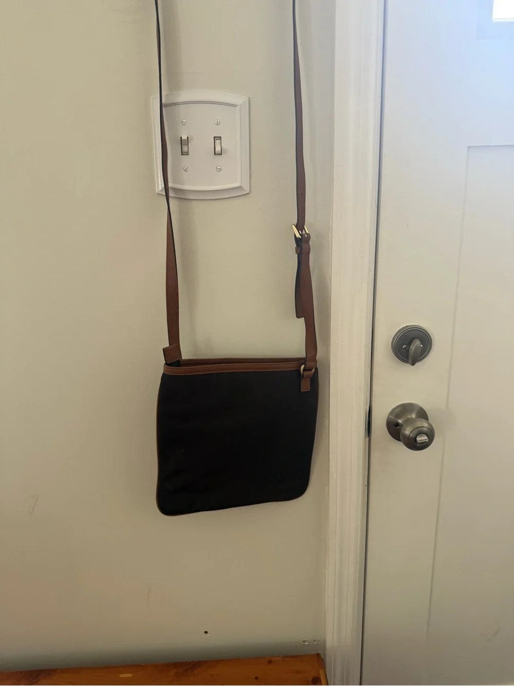 Michael Kors Black Crossbody with Brown Trim